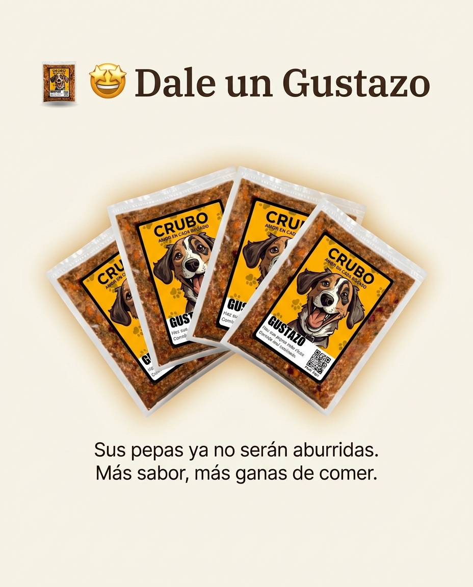 250 gramos de comida real. Por paquete. Sin relleno.